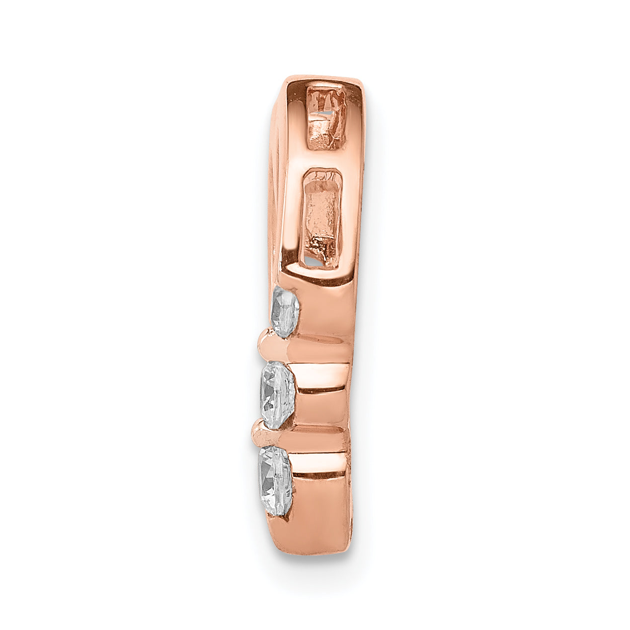 14k Rose Gold 1/6ct. Diamond Heart Chain Slide