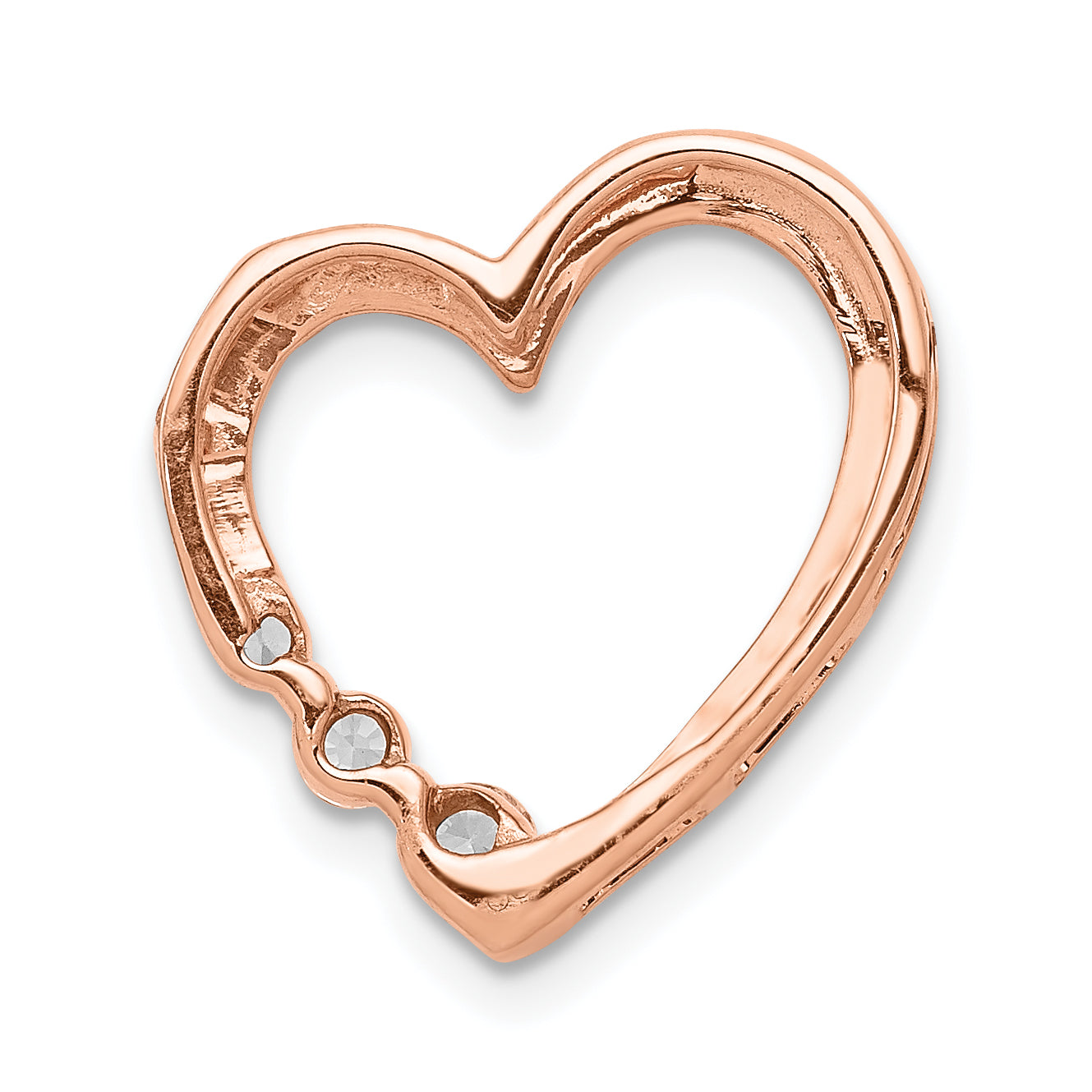 14k Rose Gold 1/6ct. Diamond Heart Chain Slide