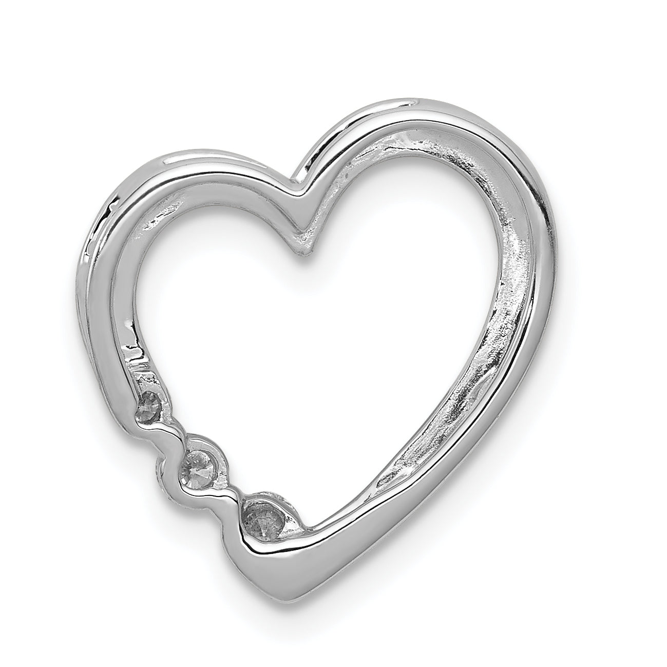 14k White Gold 1/6ct. Diamond Heart Chain Slide