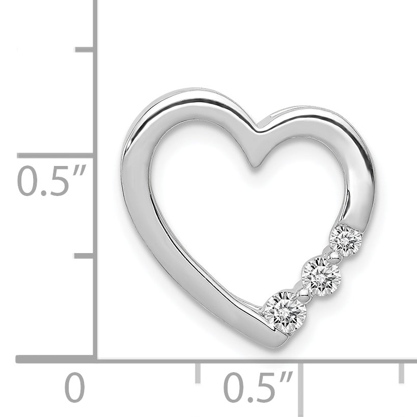 14k White Gold 1/6ct. Diamond Heart Chain Slide