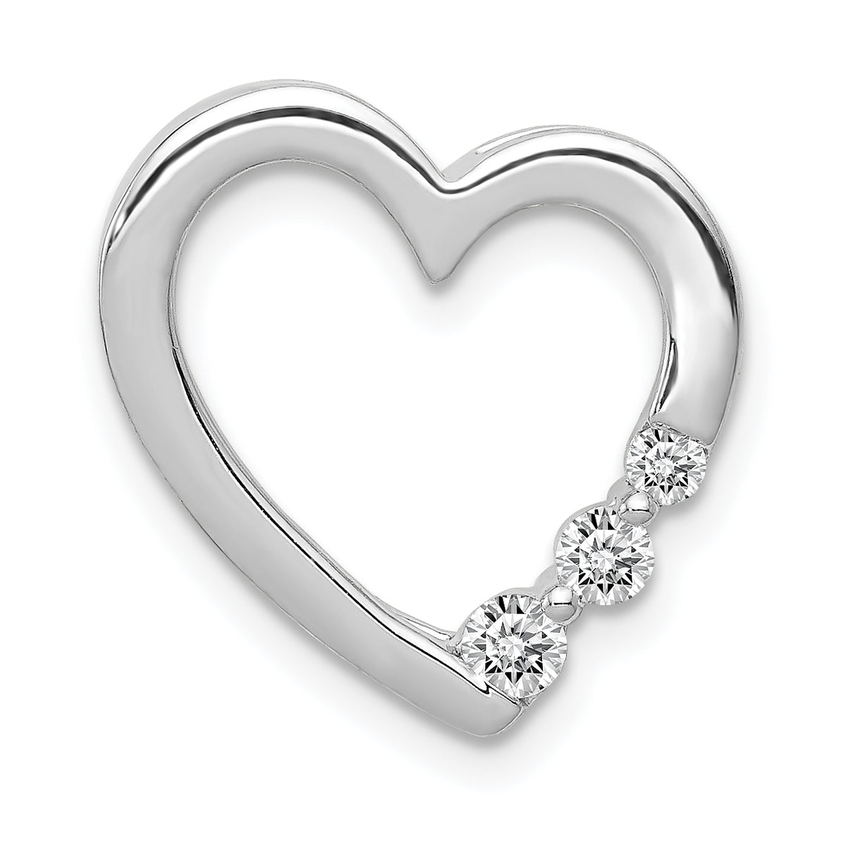 14k White Gold 1/6ct. Diamond Heart Chain Slide