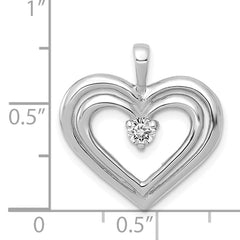 14k White Gold AA Diamond Double Heart Pendant