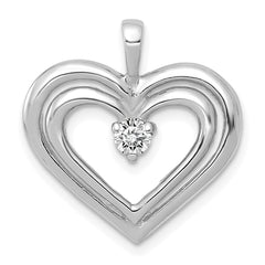 14k White Gold AA Diamond Double Heart Pendant