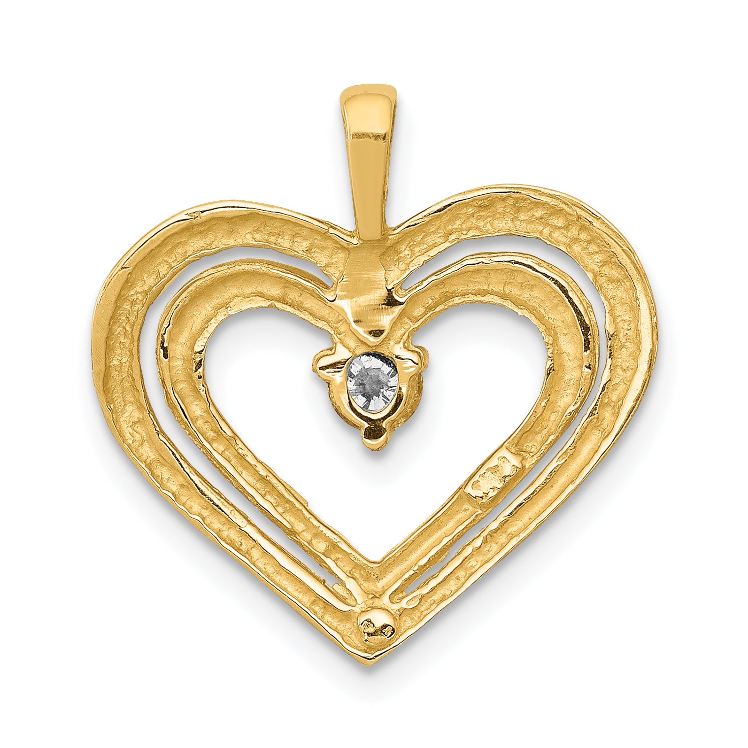 14k AA Diamond Double Heart Pendant