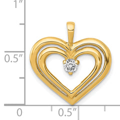 14k AA Diamond Double Heart Pendant