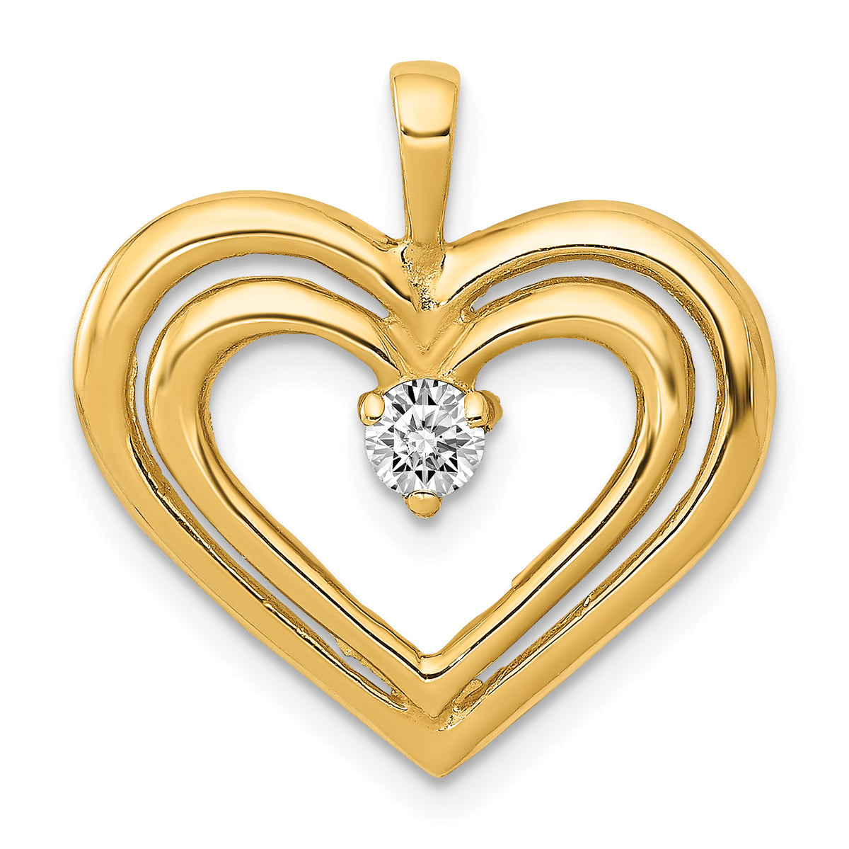 14k AA Diamond Double Heart Pendant