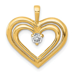 14k AA Diamond Double Heart Pendant