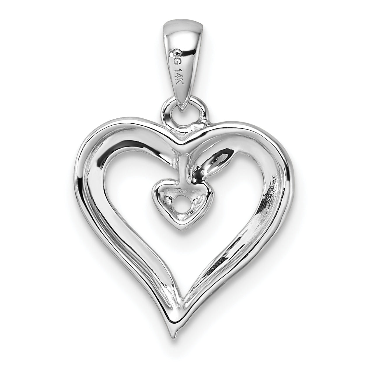 14k White Gold Heart Pendant Mounting