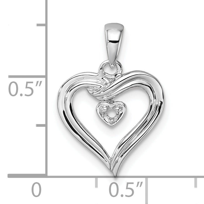 14k White Gold Heart Pendant Mounting