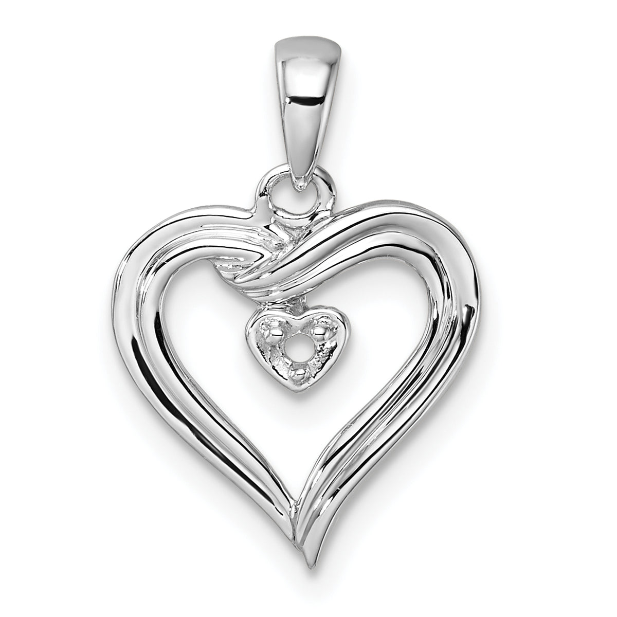 14k White Gold Heart Pendant Mounting