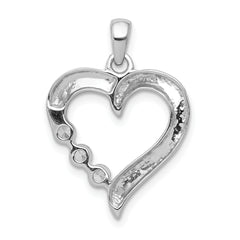 14k White Gold Three Stone 1/4ct. Diamond Heart Pendant