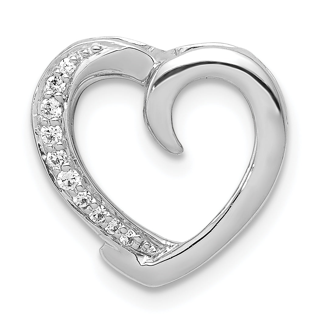 14k White Gold 1/20ct. Diamond Heart Chain Slide