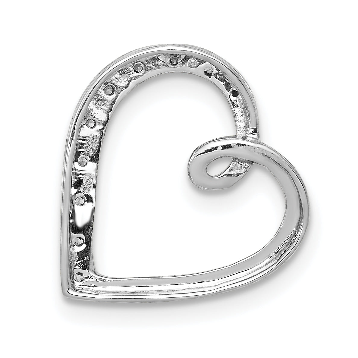 14k White Gold 1/20ct. Diamond Heart Chain Slide