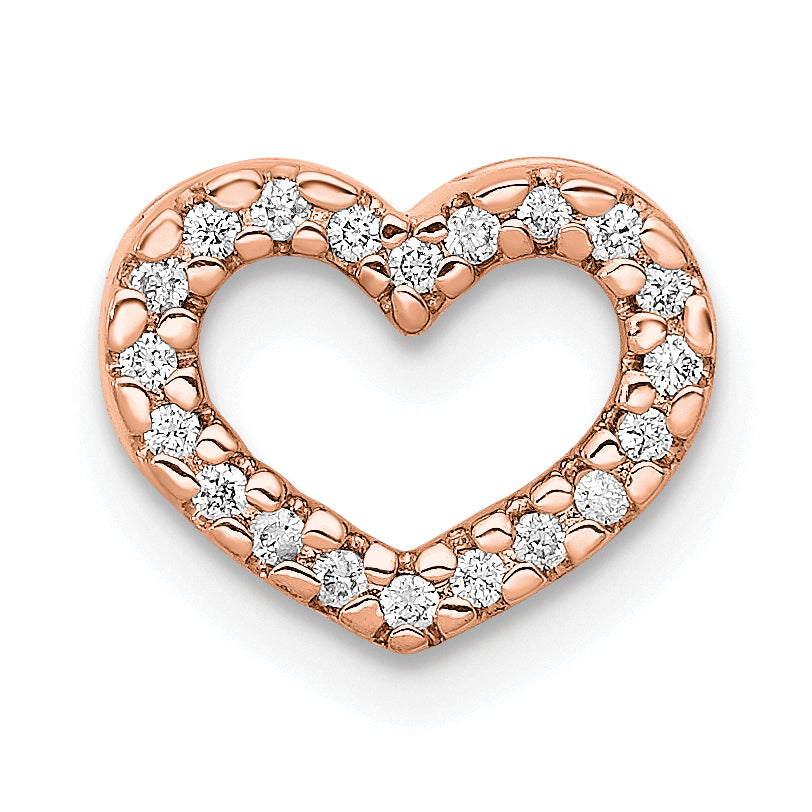 14k Rose Gold 1/15ct. Diamond Heart Chain Slide