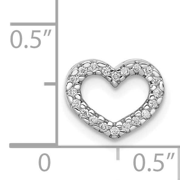 14k White Gold 1/15ct. Diamond Heart Chain Slide