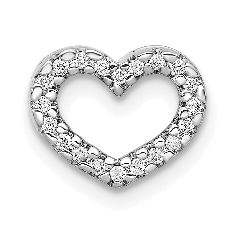 14k White Gold 1/15ct. Diamond Heart Chain Slide