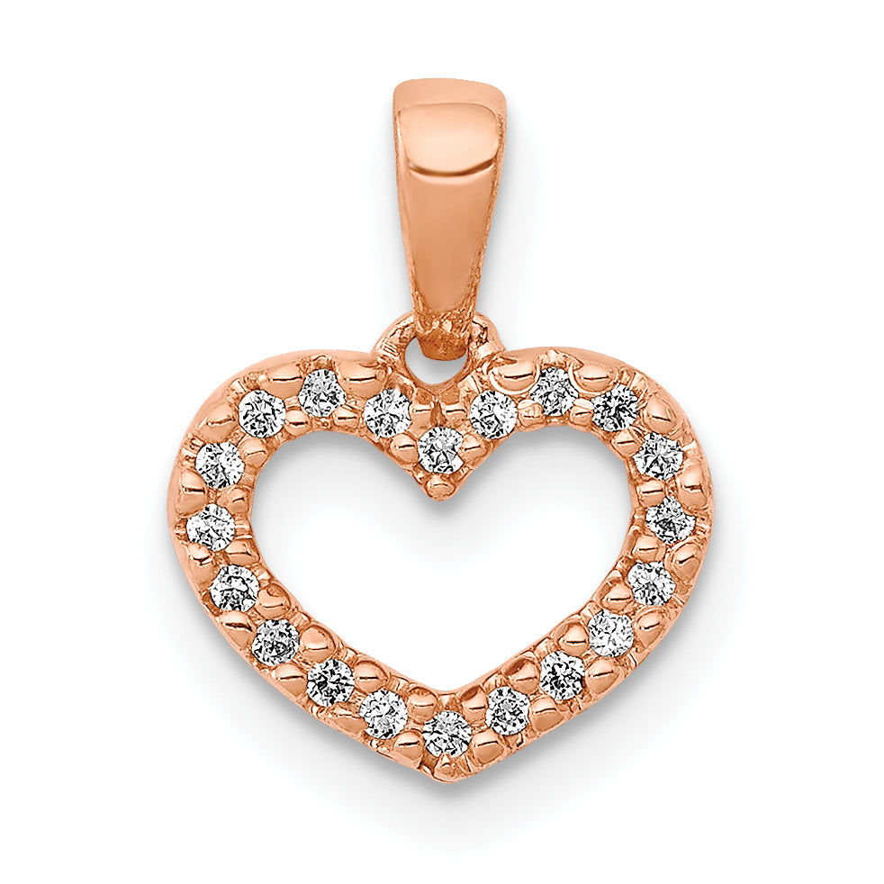 10K Rose Gold .03ct. Diamond Heart Pendant