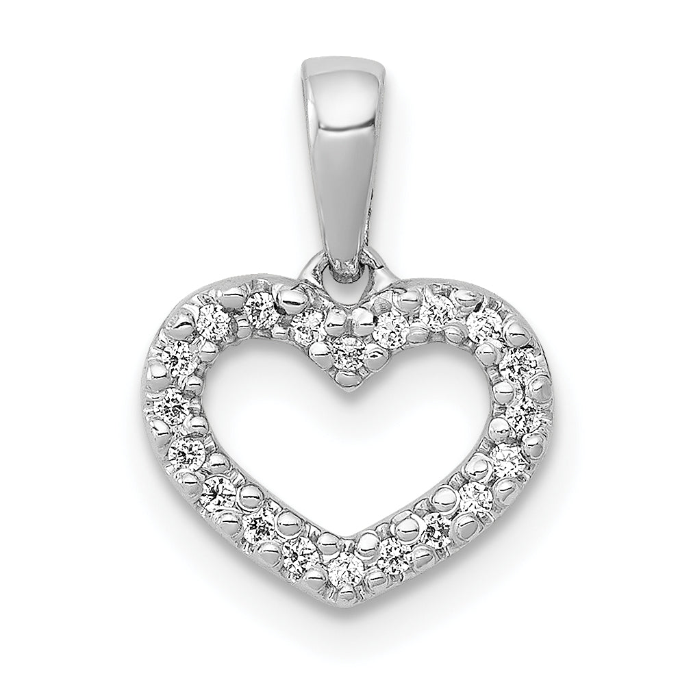 10K White Gold .03ct. Diamond Heart Pendant