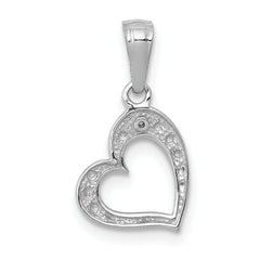 10K White Gold .01ct. Diamond Heart Pendant