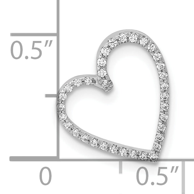 10K White Gold 1/10ct. Diamond Vintage Heart Chain Slide