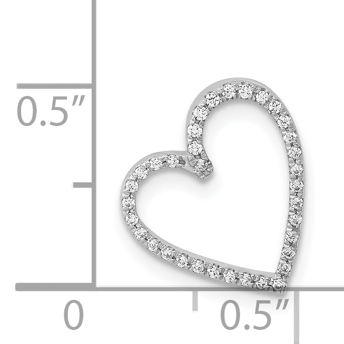 14k White Gold 1/10ct. Diamond Vintage Heart Chain Slide