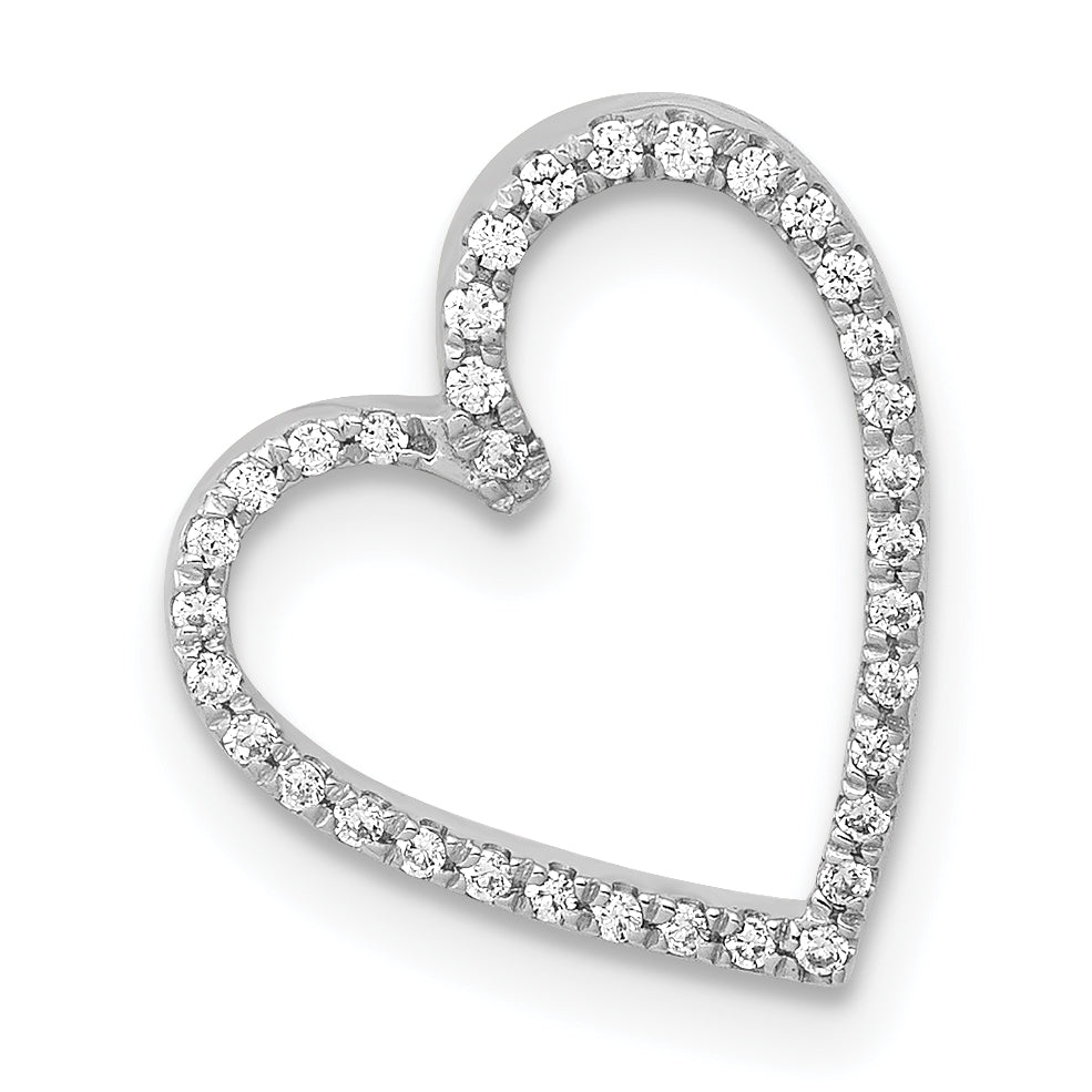 14k White Gold 1/10ct. Diamond Vintage Heart Chain Slide