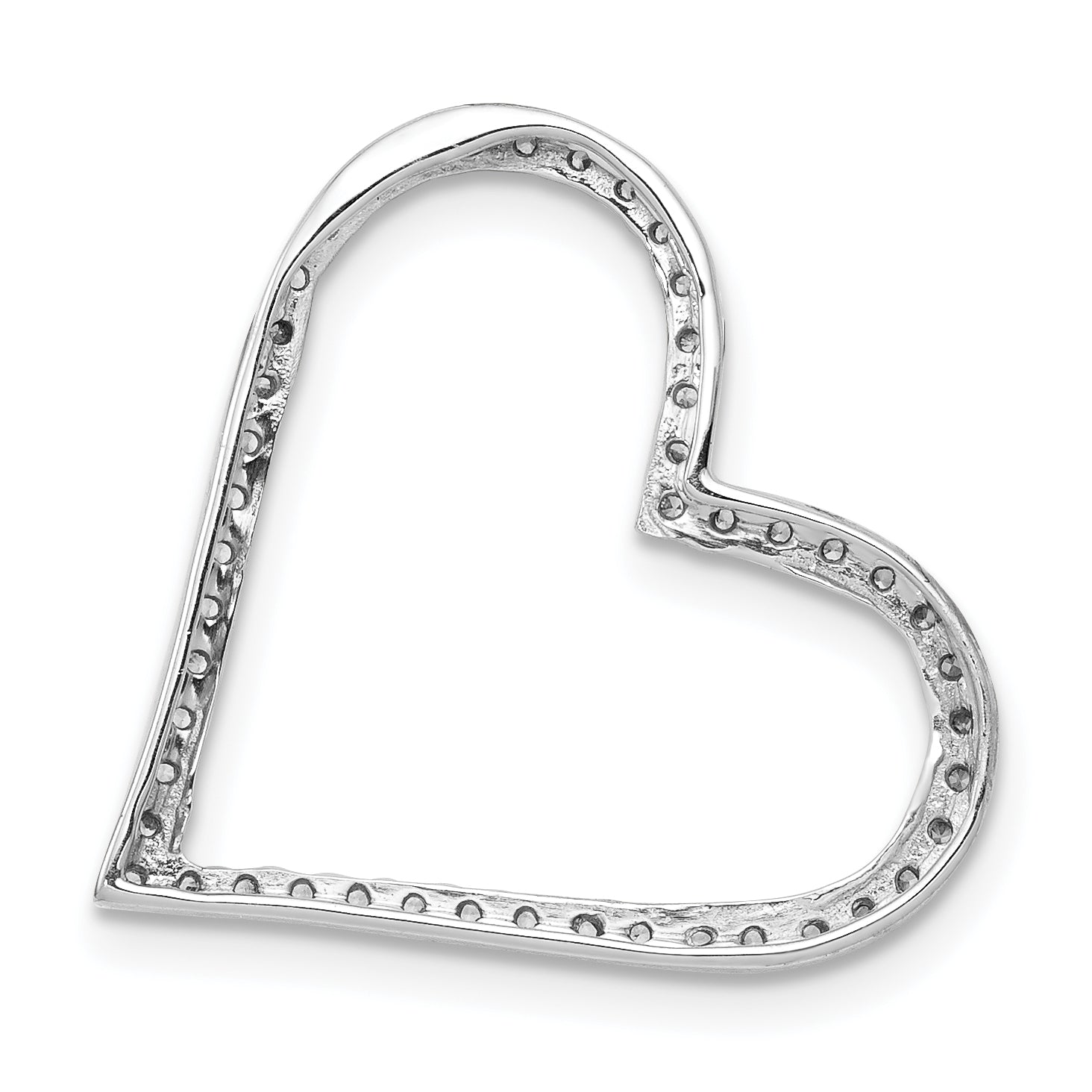 14k White Gold 1/6ct. Diamond Heart Chain Slide