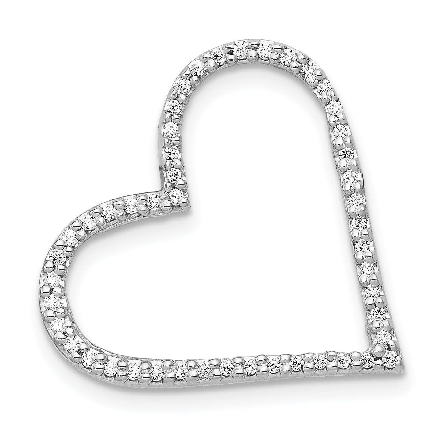 14k White Gold 1/6ct. Diamond Heart Chain Slide