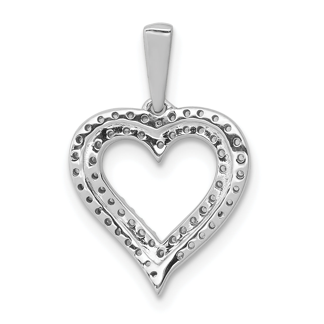 10K White Gold 1/4ct. Diamond 2-row Heart Pendant