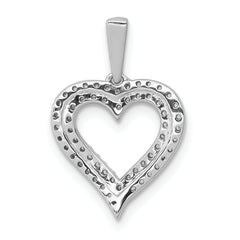 10K White Gold 1/4ct. Diamond 2-row Heart Pendant