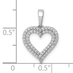 10K White Gold 1/4ct. Diamond 2-row Heart Pendant