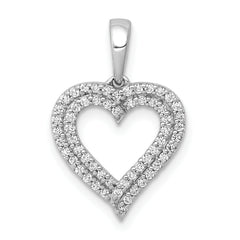 10K White Gold 1/4ct. Diamond 2-row Heart Pendant