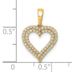 14k 1/4ct. Diamond 2-row Heart Pendant