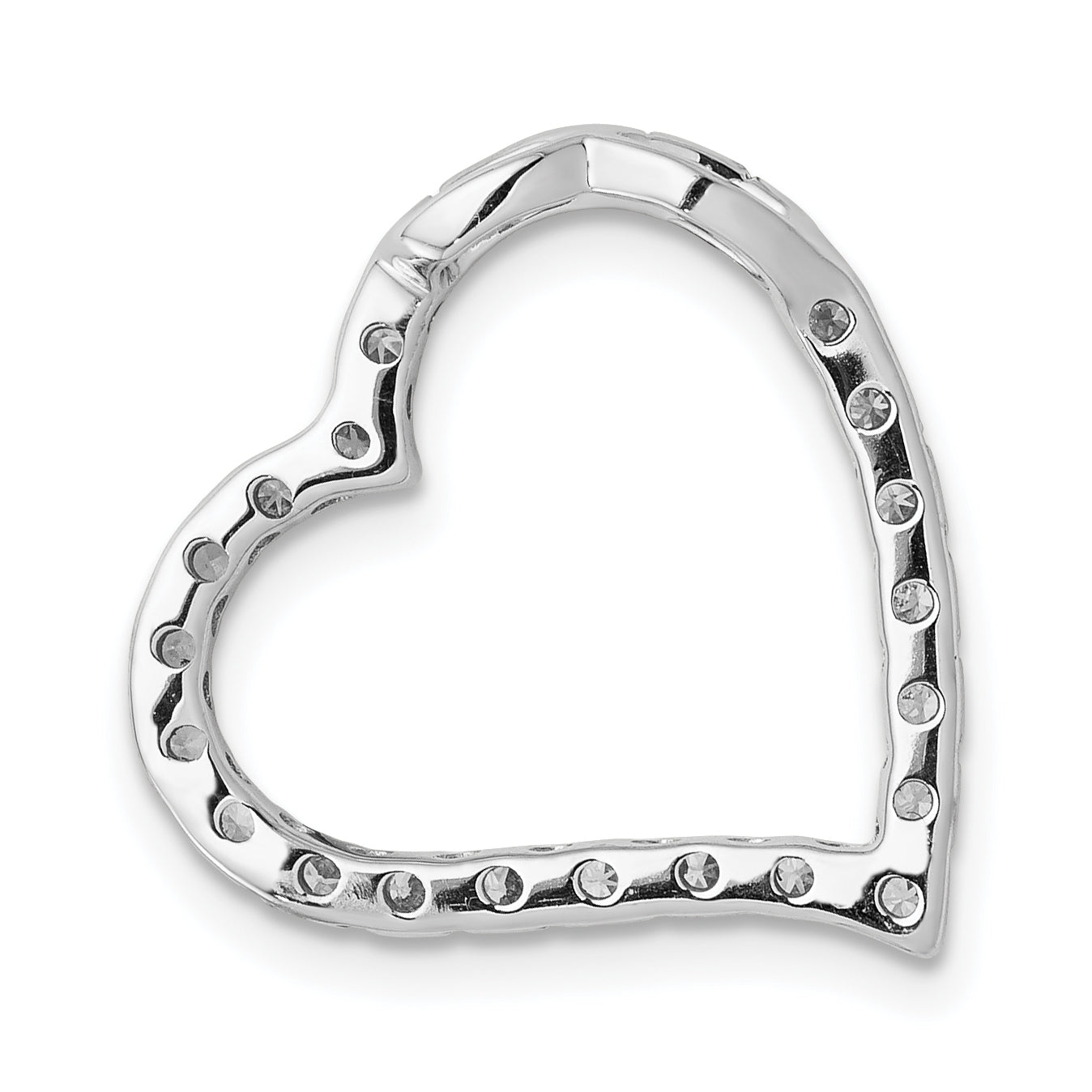 14k White Gold 1/5ct. Diamond Curved Heart Chain Slide