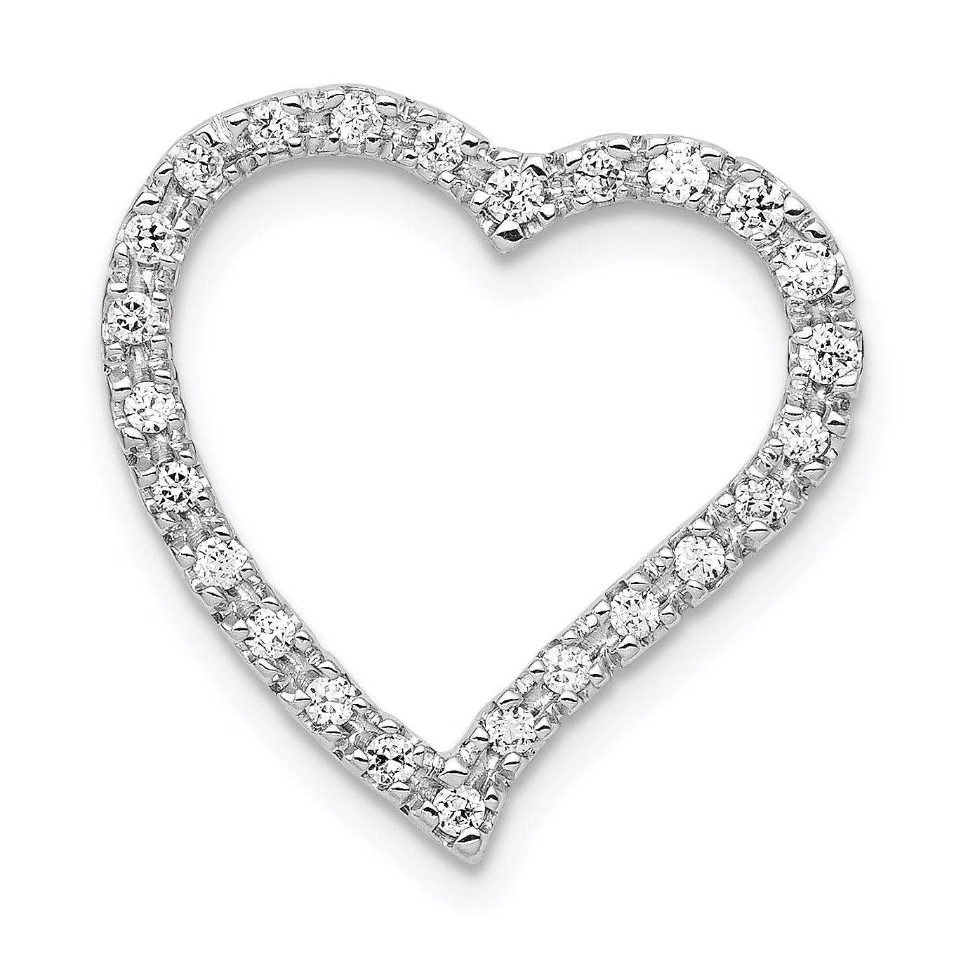 14k White Gold 1/5ct. Diamond Curved Heart Chain Slide