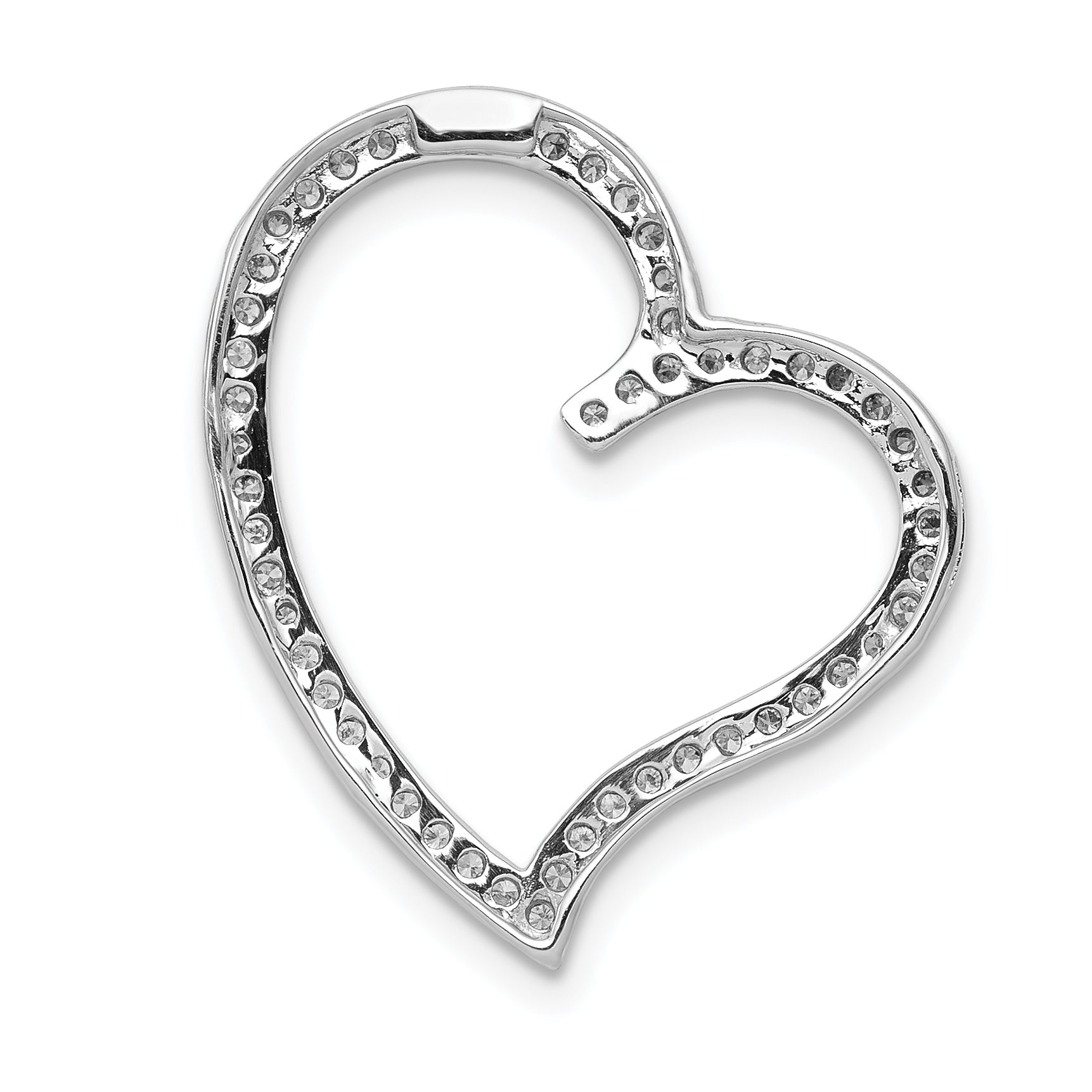 14k White Gold 1/4ct. Diamond Heart Chain Slide