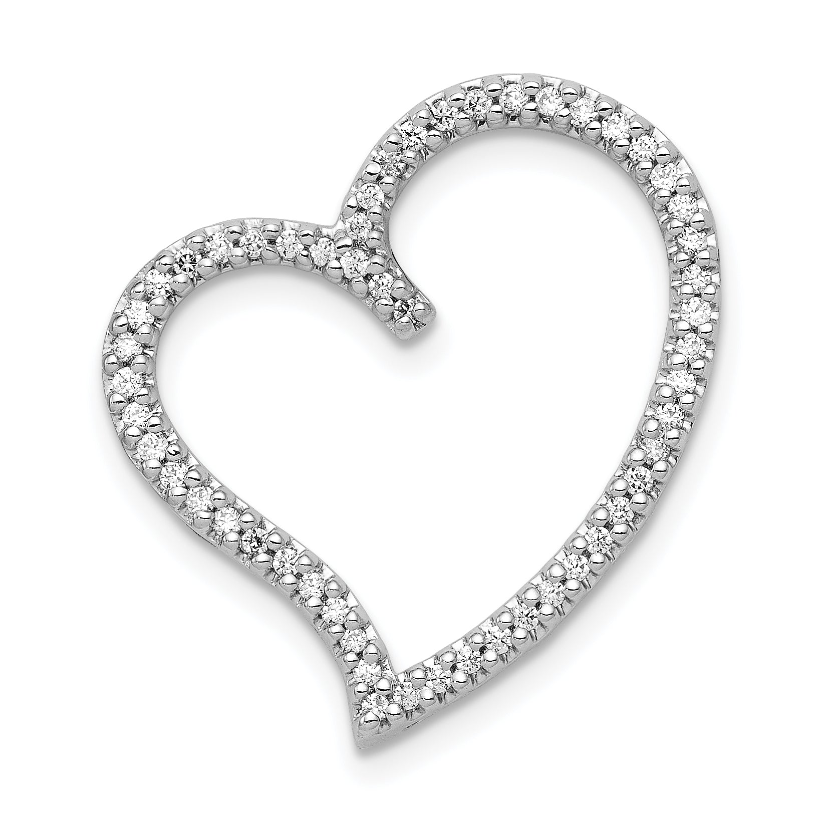 14k White Gold 1/4ct. Diamond Heart Chain Slide