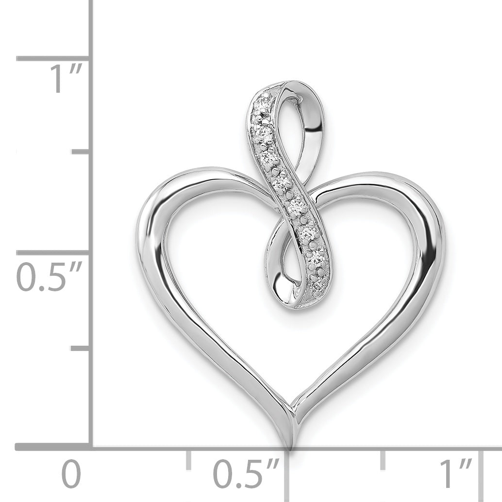 14k White Gold 1/20ct. Diamond Heart and Infinity Pendant