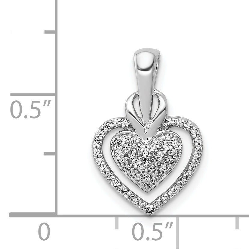 14k White Gold 1/5ct. Diamond Fancy Double Heart Chain Slide