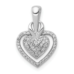 14k White Gold 1/5ct. Diamond Fancy Double Heart Chain Slide