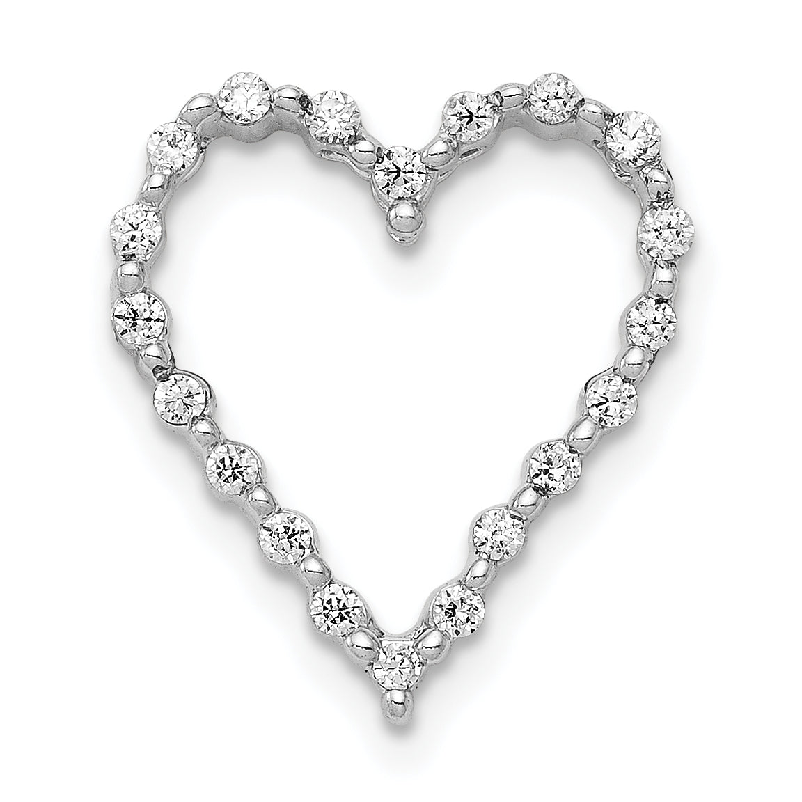 14k White Gold 1/5ct. Diamond Heart Chain Slide