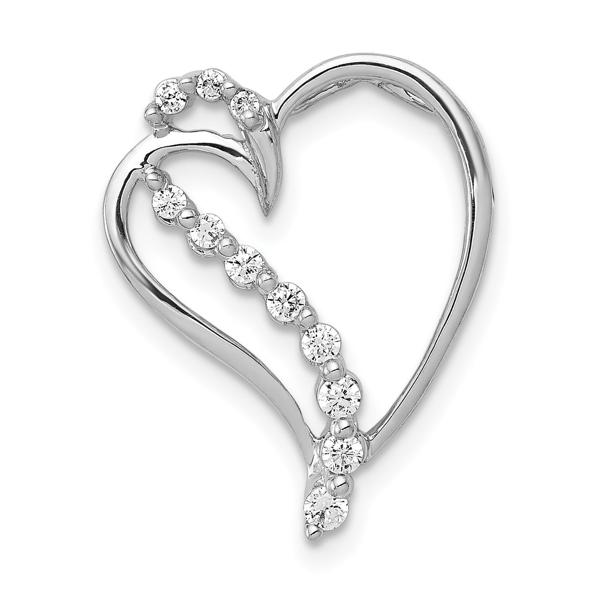 14k White Gold 1/6ct. Diamond Heart Chain Slide