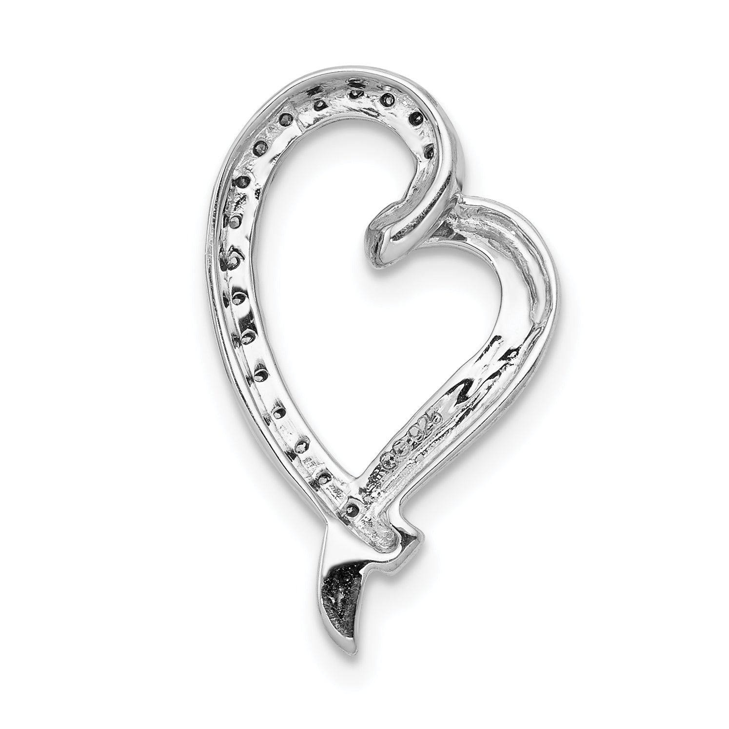 14k White Gold 1/10ct. Diamond Heart Chain Slide