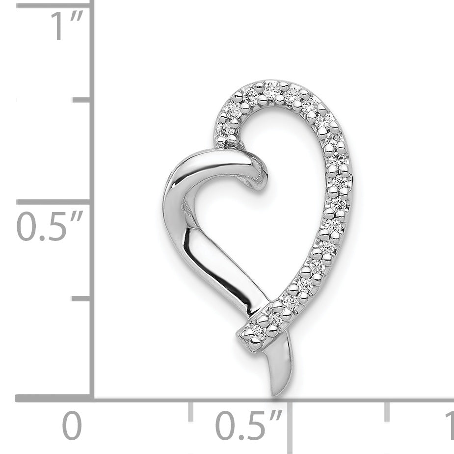 14k White Gold 1/10ct. Diamond Heart Chain Slide