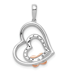 14k White and Rose Gold 1/15ct. Diamond Entwined Hearts Pendant