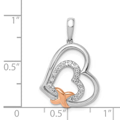 14k White and Rose Gold 1/15ct. Diamond Entwined Hearts Pendant