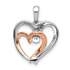 14k White and Rose Gold 1/20ct. Diamond Double Heart Pendant