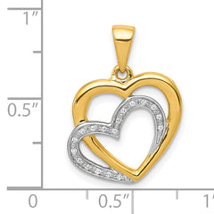 10K w/ Rhodium Diamond Entwined Hearts Pendant