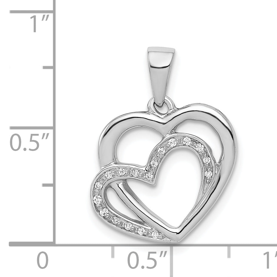 14k White Gold Diamond Entwined Hearts Pendant