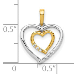 10Kt White w/ Yellow Gold Heart Charm Diamond Heart Pendant